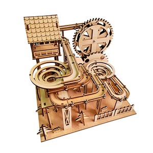 Maquette en bois 3d, avec mouvement mécanique design de piste à billes jungle.