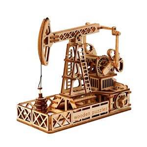Maquette en bois 3d, conception de puits de pétrole avec mouvement mécanique.