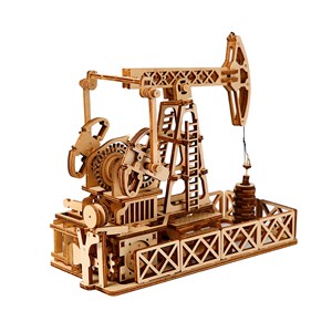 Maquette en bois 3d, conception de puits de pétrole avec mouvement mécanique.