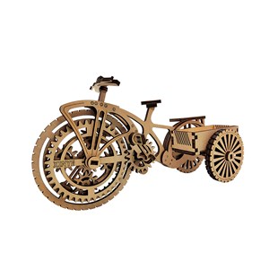 Maquette en bois 3d, avec mouvement mécanique design de porte-cartes triciclo.