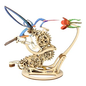 Maquette en bois 3d, conception de colibri mécanique dynamique de couleurs b.