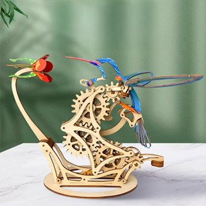 Maquette en bois 3d, conception de colibri mécanique dynamique de couleurs b.