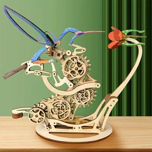 Maquette en bois 3d, conception de colibri mécanique dynamique de couleurs b.