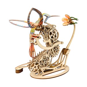 Maquette en bois 3d, conception de colibri mécanique dynamique de couleurs a.