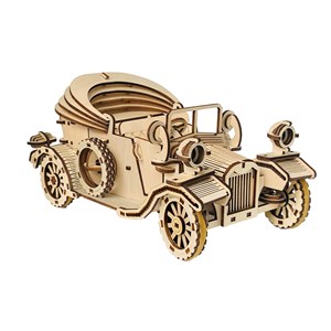 Maquette en bois 3d, avec mouvement mécanique design de convertible ancien.