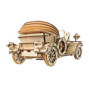 Maquette en bois 3d, avec mouvement mécanique design de convertible ancien.