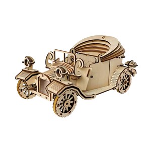 Maquette en bois 3d, avec mouvement mécanique design de convertible ancien.