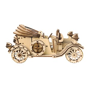 Maquette en bois 3d, avec mouvement mécanique design de convertible ancien.