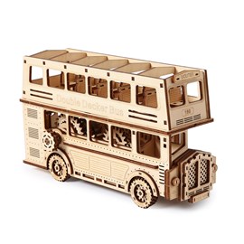 Maquette en bois 3d, design de bus à deux étages avec mouvement mécanique.