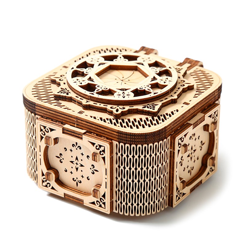 Maquette en bois 3d, design de boîte à musique avec mouvement mécanique.