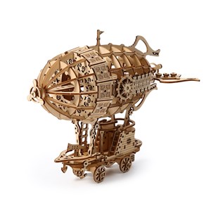 Modèle en bois 3d, conception de dirigeable avec mouvement mécanique.