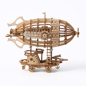 Modèle en bois 3d, conception de dirigeable avec mouvement mécanique.
