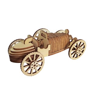 Maquette en bois 3d, avec mouvement mécanique design de voiture rétro. 54 pièces