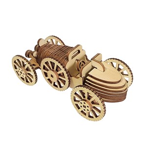 Maquette en bois 3d, avec mouvement mécanique design de voiture rétro. 54 pièces