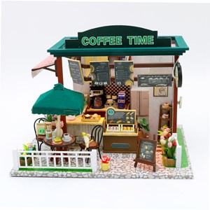 Magasin de café. Maquette 3d réaliste avec de grands détails et des lumières led