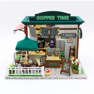 Magasin de café. Maquette 3d réaliste avec de grands détails et des lumières led