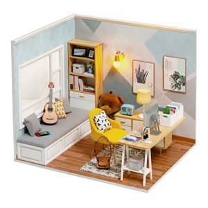 Studio ensoleillé. Maquette 3d réaliste avec beaucoup de détails et lumières led