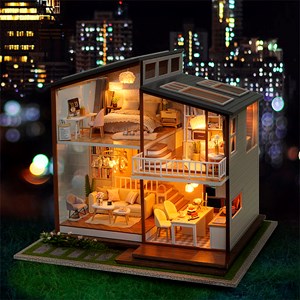 Maison temps lent. Maquette 3d réaliste avec beaucoup de détails et lumières led