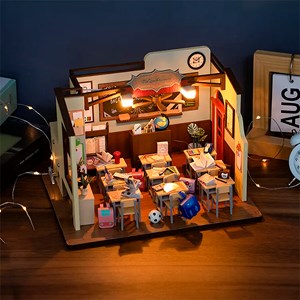 Classe d'école. Maquette 3d réaliste avec de grands détails et des lumières led