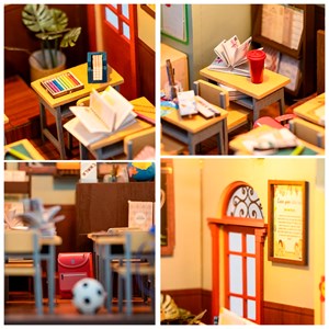 Classe d'école. Maquette 3d réaliste avec de grands détails et des lumières led