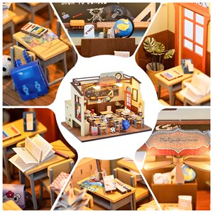 Classe d'école. Maquette 3d réaliste avec de grands détails et des lumières led