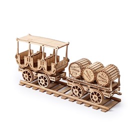 Maquette en bois 3d, design de wagon à vin avec mouvement mécanique. 278 pièces.