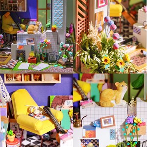 Porche de lilys. Maison de poupées en maquette en bois à peindre et à assembler.