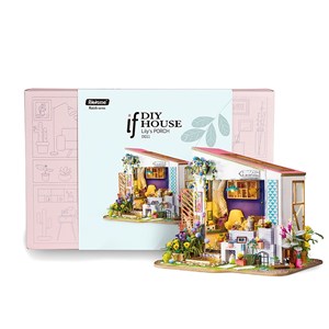 Porche de lilys. Maison de poupées en maquette en bois à peindre et à assembler.