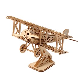 Maquette en bois 3d, design d'avion léger avec mouvement mécanique. 105 pièces.