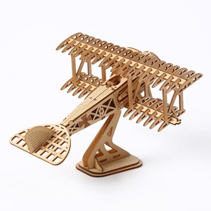 Maquette en bois 3d, design d'avion léger avec mouvement mécanique. 105 pièces.