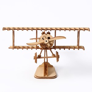 Maquette en bois 3d, design d'avion léger avec mouvement mécanique. 105 pièces.