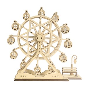 Maquette en bois 3d, avec mouvement mécanique design de grande roue. 93 pièces.