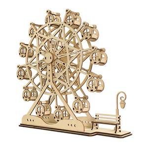 Maquette en bois 3d, avec mouvement mécanique design de grande roue. 93 pièces.