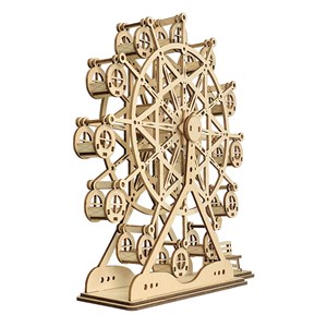 Maquette en bois 3d, avec mouvement mécanique design de grande roue. 93 pièces.
