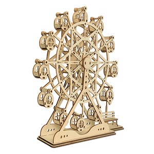 Maquette en bois 3d, avec mouvement mécanique design de grande roue. 93 pièces.