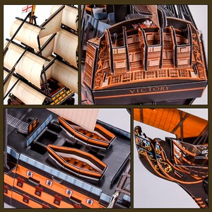 Puzzle 3d navire hsm vistory avec lumières led. 55,5*11,8*41,5 cms, 163 pièces.