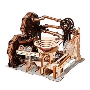 Maquette en bois 3d, conception de voie mécanique avec mouvement. 133 pièces.