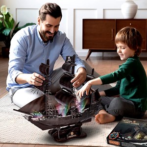 Puzzle 3d navire la perla negra avec lumières led. 50,4*19*43 cm, 111 pièces.