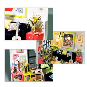 Salon locuss. Maquette en bois de maison de poupée à peindre et à assembler.