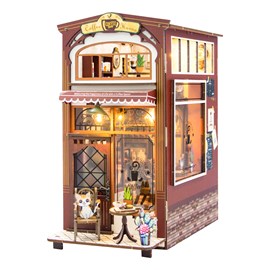 Cafétéria. Maquette 3d réaliste avec de grands détails et des lumières led.