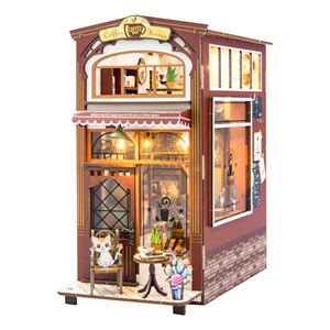 Cafétéria. Maquette 3d réaliste avec de grands détails et des lumières led.