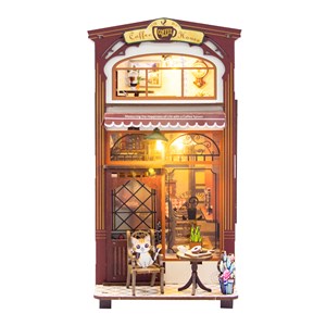 Cafétéria. Maquette 3d réaliste avec de grands détails et des lumières led.