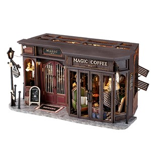 Café ancien. Maquette 3d réaliste avec de grands détails et lumières led.