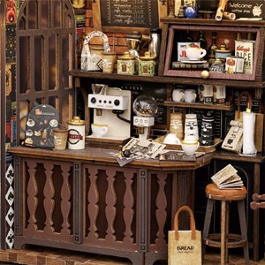 Café ancien. Maquette 3d réaliste avec de grands détails et lumières led.