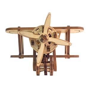 Maquette en bois 3d, conception d'un petit avion mécanique. 63 pièces.