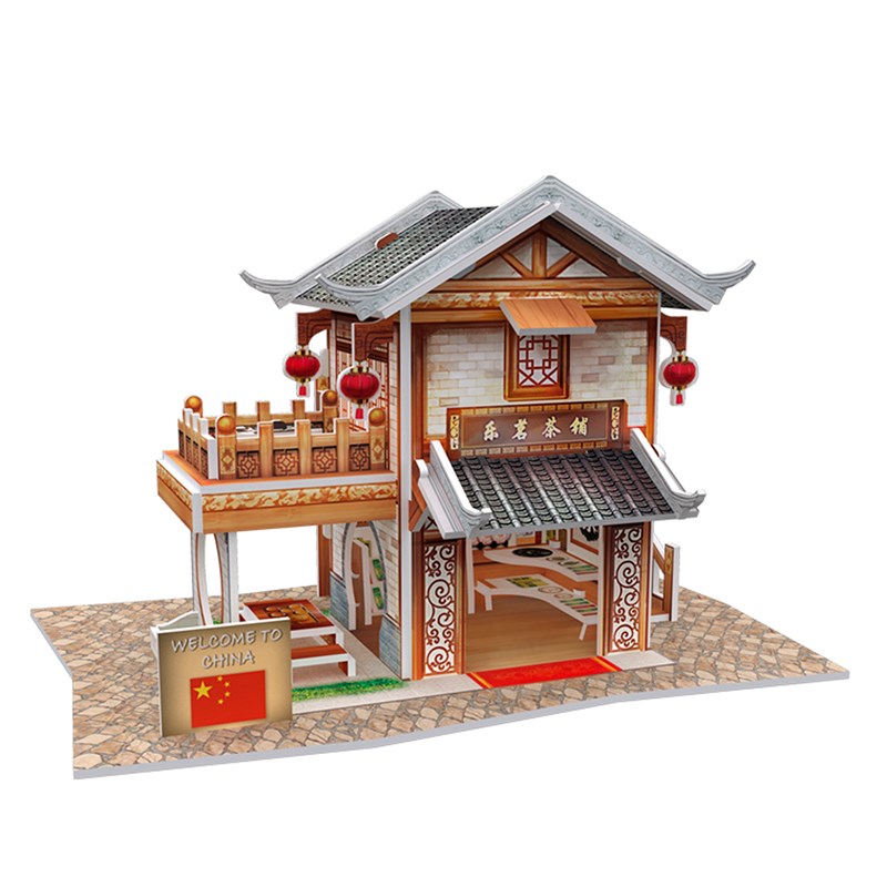 Puzzle 3d style monde chine oriental magasin de thé lemin traditionnel