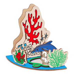 Puzzle 3d en bois parc marin - dauphins. 115*115*138 mms. 22 pièces.