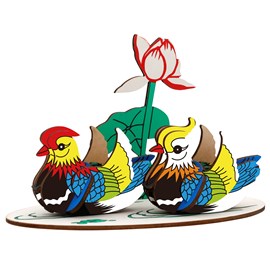 Puzzle 3d en bois canards orientaux 27 pièces. 16,7x8,9x11,6 cm.