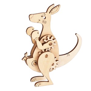 Mini puzzle mécanique 3d en bois. Design kangaroo. 20 pièces.