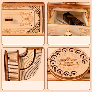 Maquette en bois 3d, design de téléphone ancien. 135 pièces.